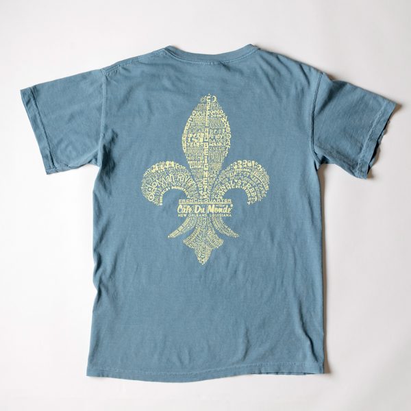 Cafe du Monde Comfort Colors Ice Blue Fleur de Lis Tee Shirt