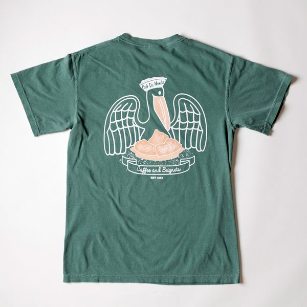 Cafe du Monde Comfort Colors Light Green Pelican Tee Shirt