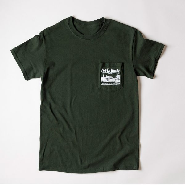 Cafe du Monde Gildan Pocket Forest Green Tee Shirt